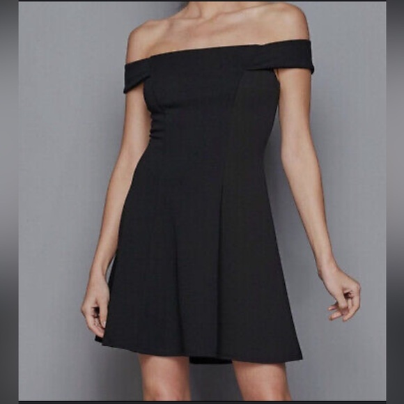 Black Off The Shoulder Fit and Flare Dress - Picture 1 of 5
